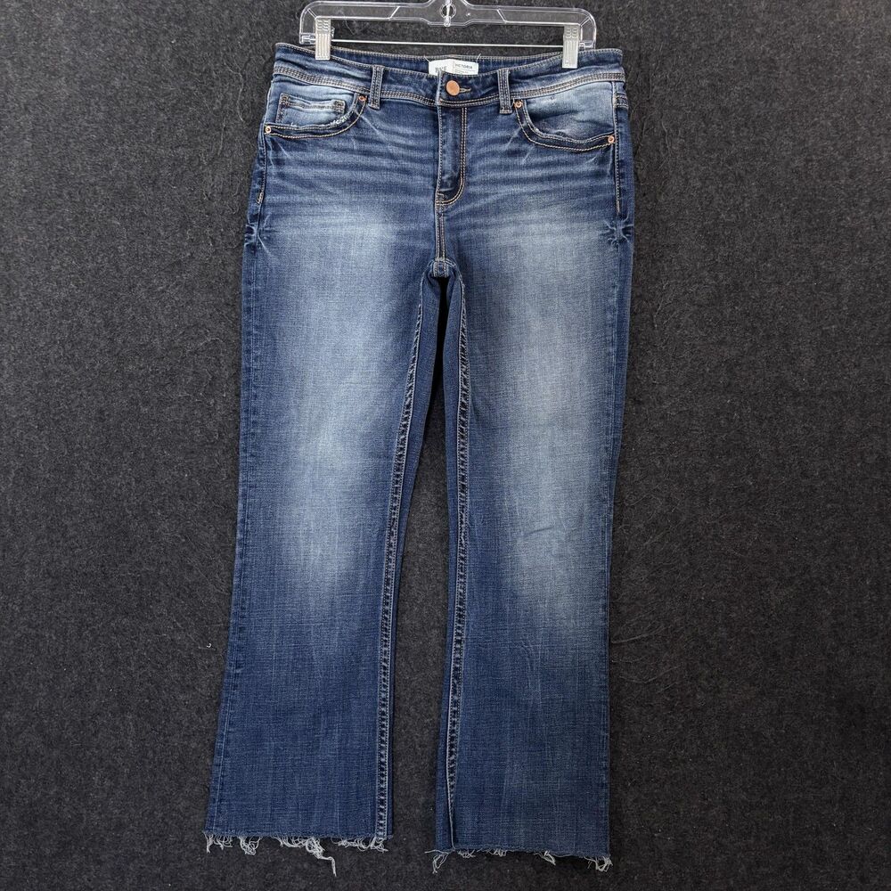 BKE Victoria Jeans Women's 30x26 Blue Mid Rise Bootcut Raw Hem Universal Fit